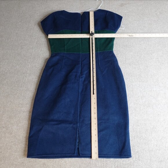 St. John Womens Dress 4 Blue Green Color Block Hand Sewn Angora Wool Cashmere - Picture 3 of 7